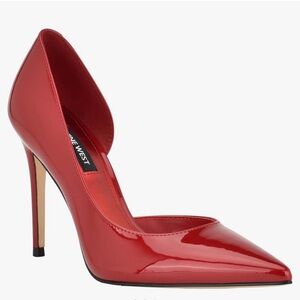 ♥️ LIKE NEW SOLD OUT Nine West Red Feather Pointy Toe Slingback 4 inch Pumps 7.5